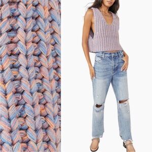 Free People Multicolor V-Neck Sweater Vest